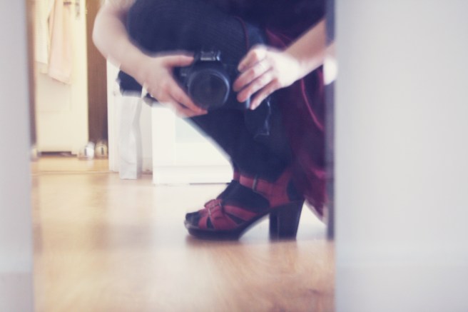 red wooden shoes heel